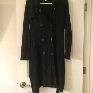 CABI Black Double Breasted Sweater Coat.